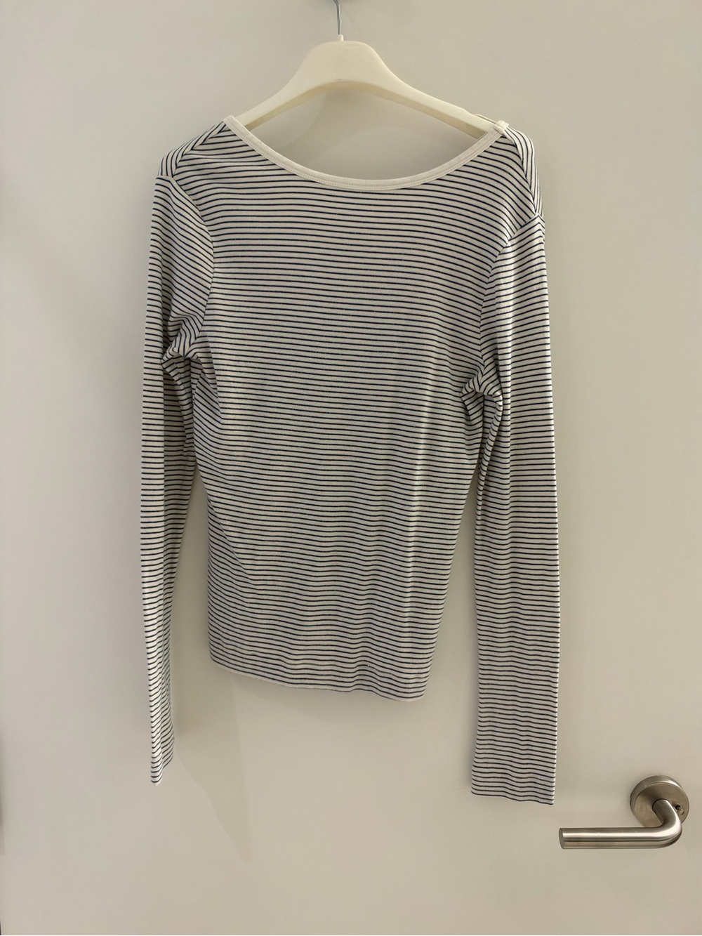 Citizens Of Humanity Black and White Striped Long-Sleeve Boatneck Top